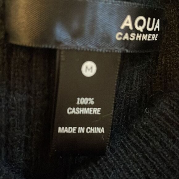 Aqua Black Puff Sleeve Cashmere Ribbed Sweater - Picture 4 of 4